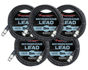 Precision Audio 5 Pack XLR To XLR Studio Stage Microphone Lead 5m MLEAD5X5