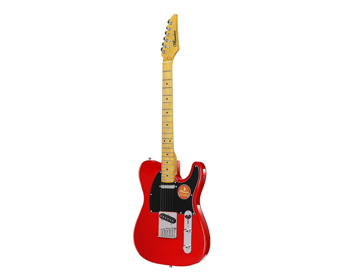 Minsine 6 String Electric Guitar White 3m Cable Tremolo Arm Red MS-110-RED