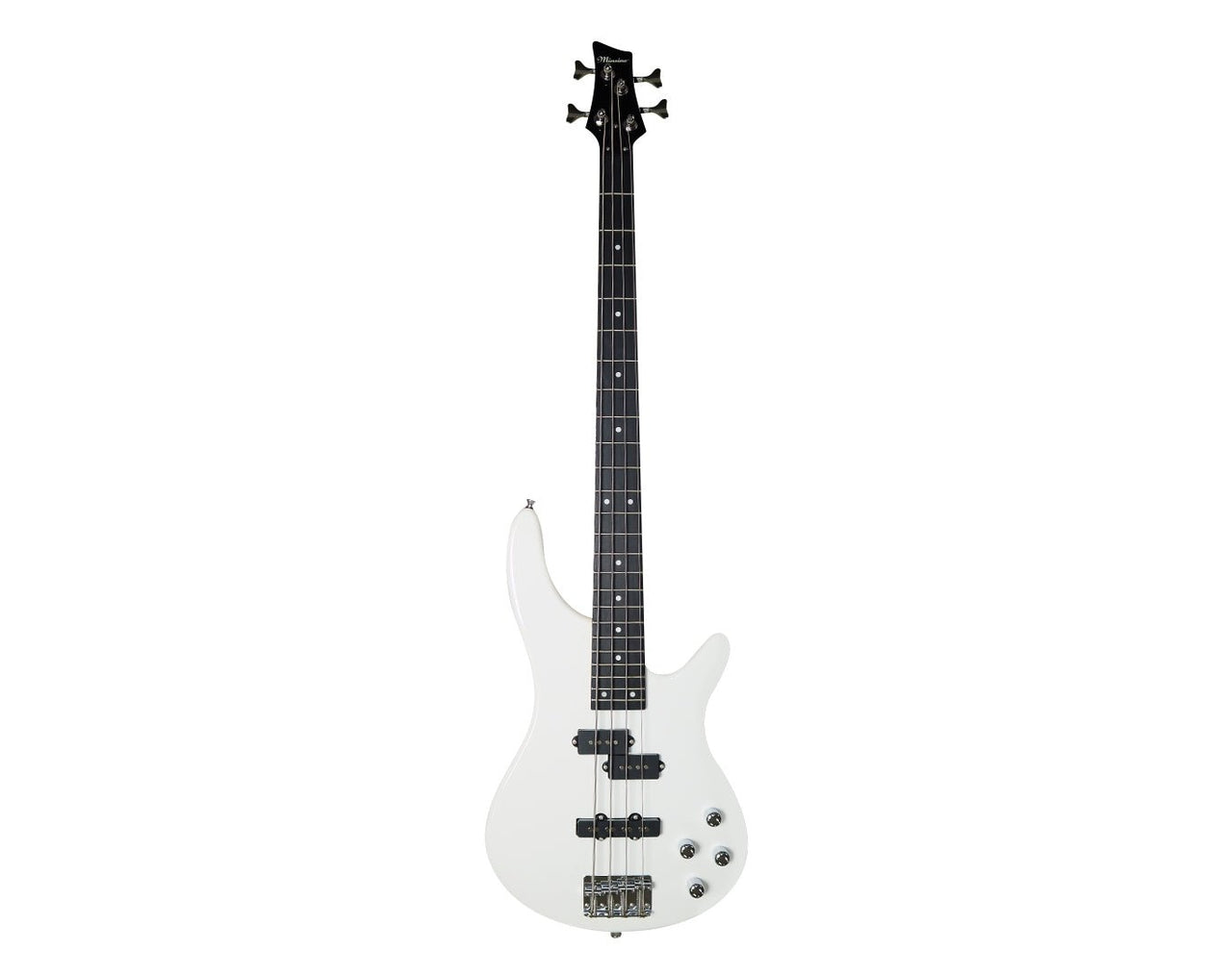 Full Size Electric Bass Guitar Four String White MS-4B-WHT