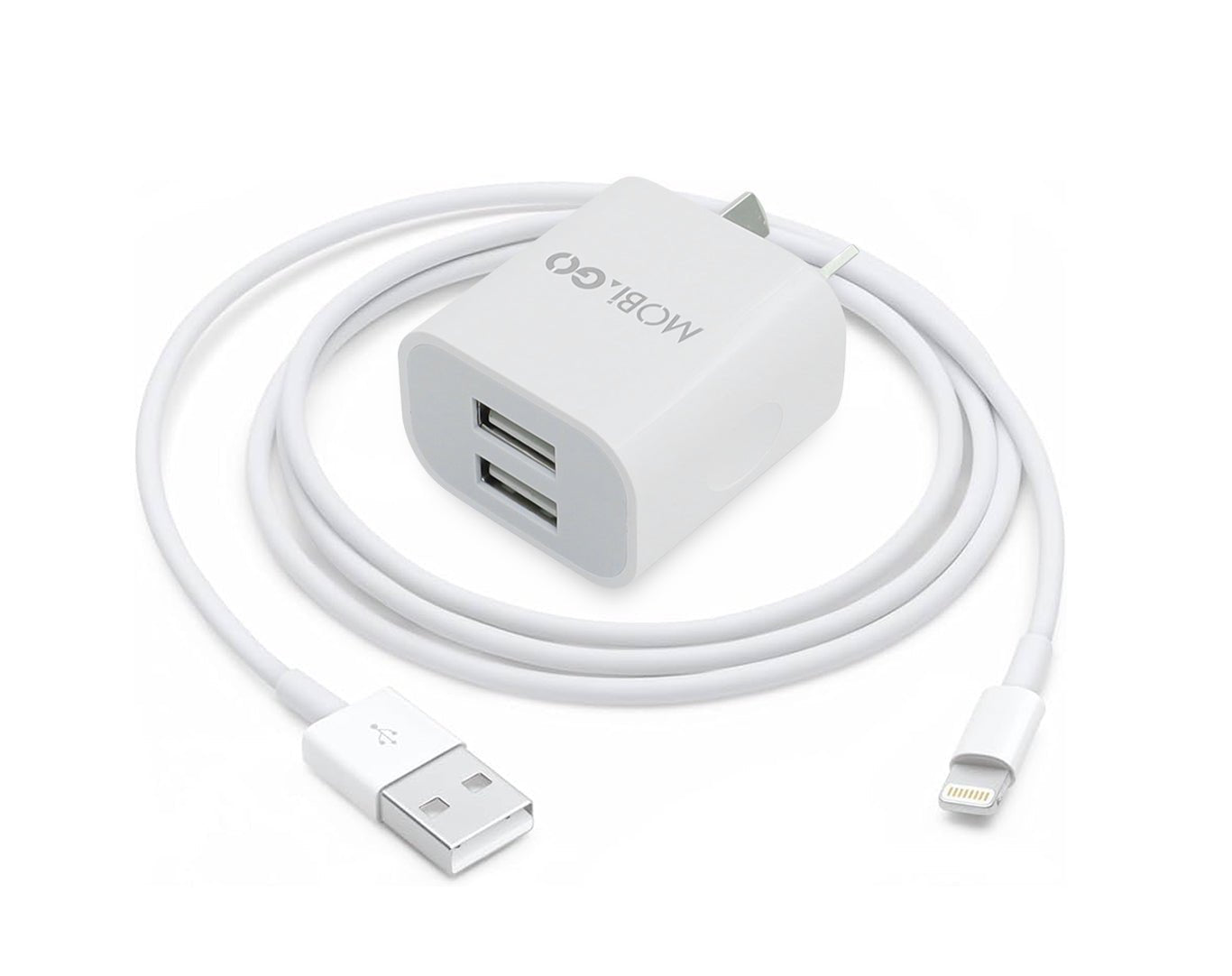 Dual USB Adaptor with USB to Lightning Cable Combo Quick Charge Charger GO302