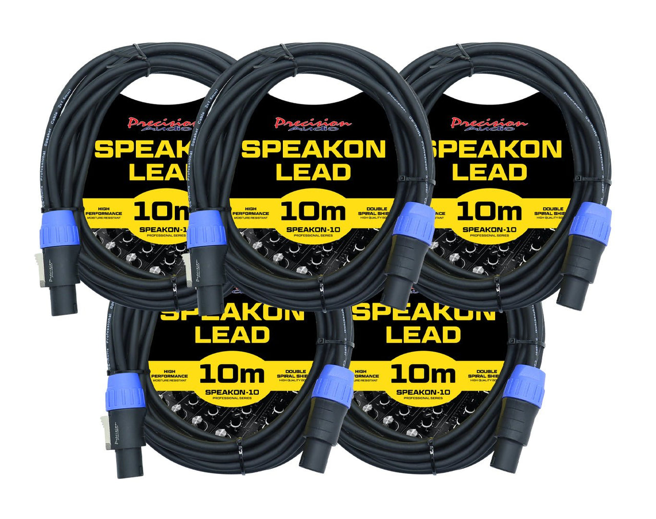 Precision Audio 10m Speakon Audio Cable 5 Pack SPEAKON10X5