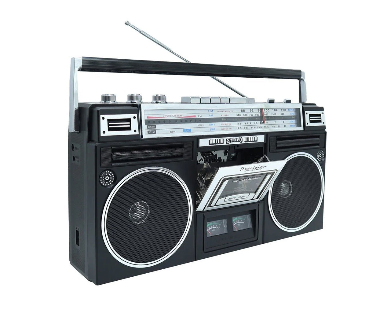 Portable Boombox Bluetooth Cassette Player AM/FM Radio Retro Black PA-5000