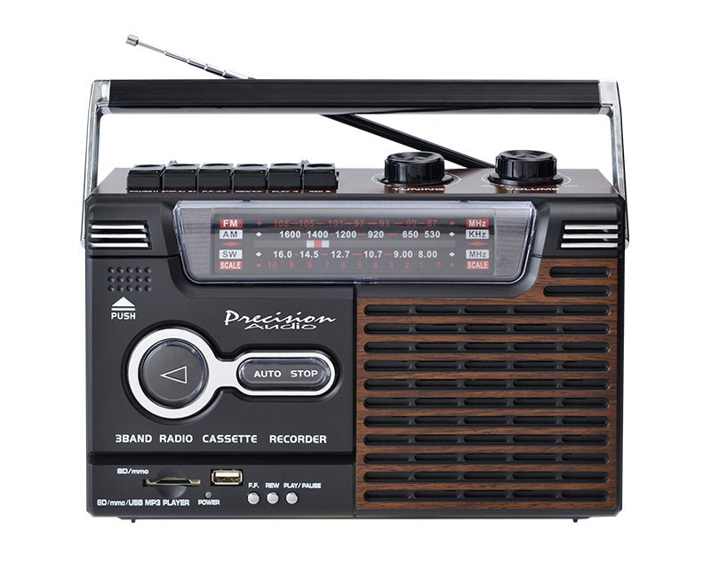 Portable Cassette Player Tape Recorder Bluetooth Speaker AM/FM/SW Radio FREE Head Cleaner Brown Black PA-3000 