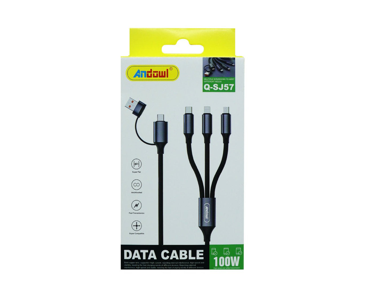Andowl 3-in-1 Charging Cable Micro USB + Lightning + Type-C Q-SJ57