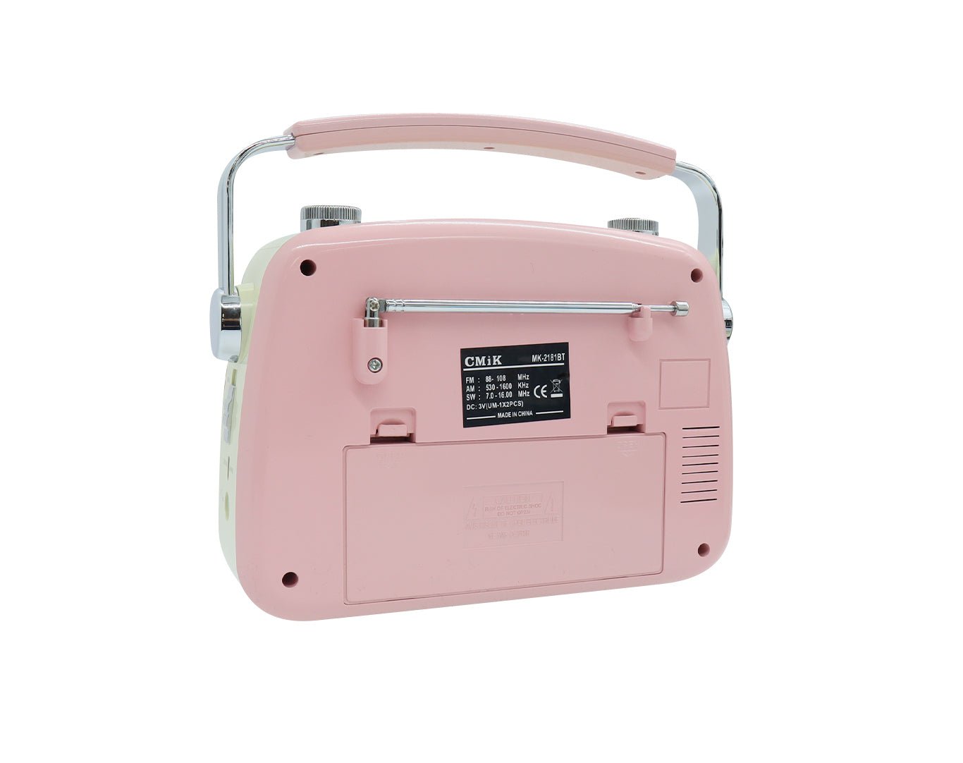 CMIK Retro Bluetooth Speaker AM FM SW Radio Rechargeable Pink MK-2181BT-PNK