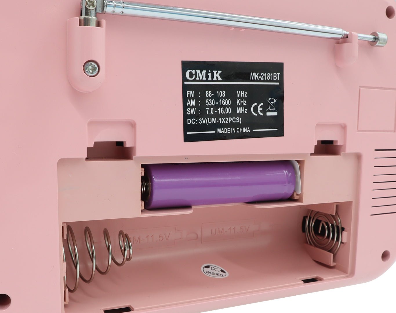 CMIK Retro Bluetooth Speaker AM FM SW Radio Rechargeable Pink MK-2181BT-PNK