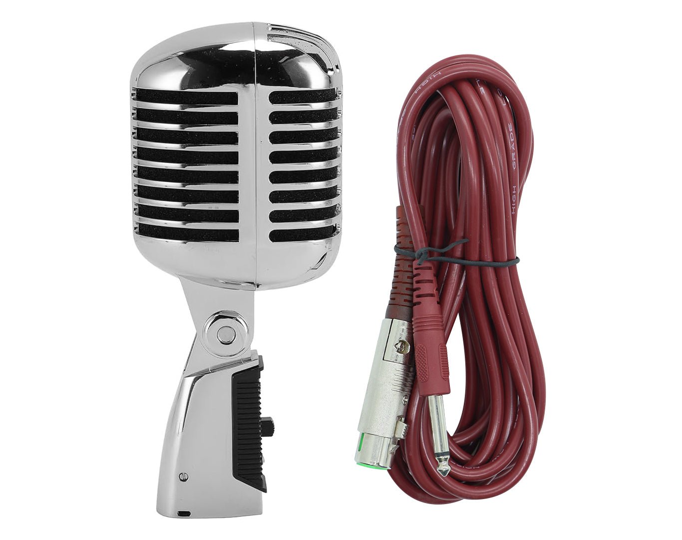 Precision Audio Vintage Birdcage Style Wired Microphone Cardioid 5m Lead XLR to 1/4" Jack SM59 Silver