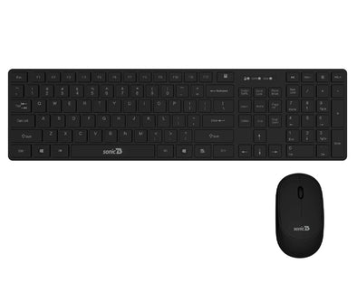 SonicB Wireless Keyboard Mouse Set Number Pad Windows Mac Plug & Play USB Dongle 2.4GHz 