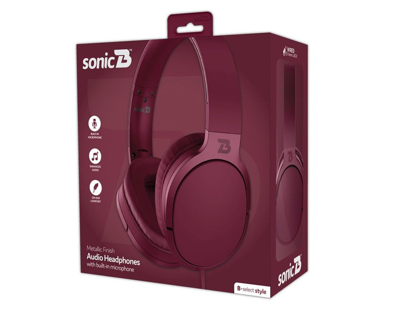 SonicB Wired Headphones 3.2mm Jack Red SBH1-RED