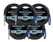 Precision Audio 5 Pack Speakon To 1/4" 6.35mm Cable 5m SPEAKON635x5