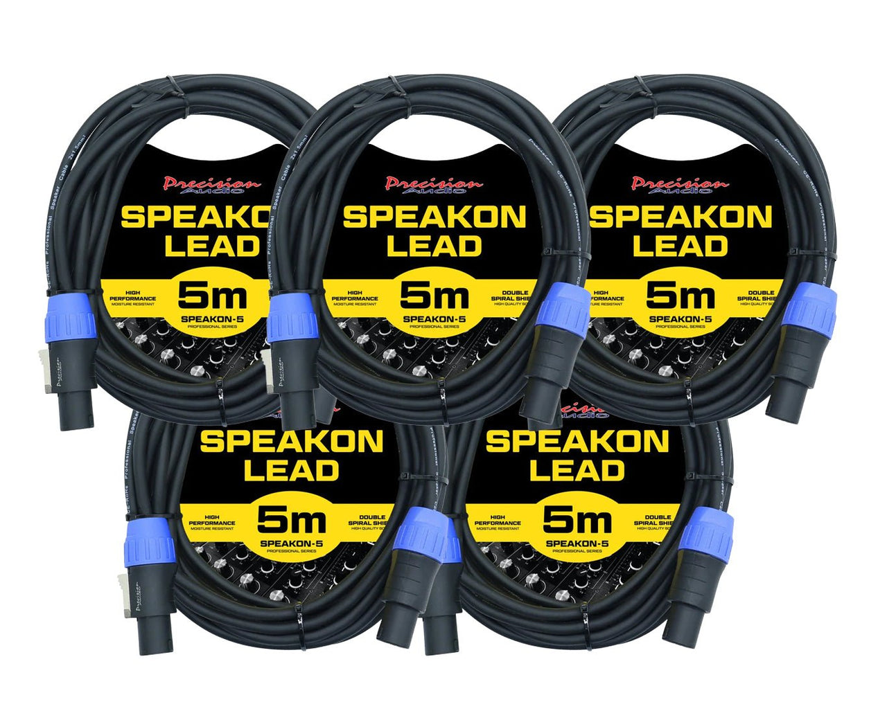 Precision Audio 5 Pack Speakon Audio Cable 5m SPEAKON5x5