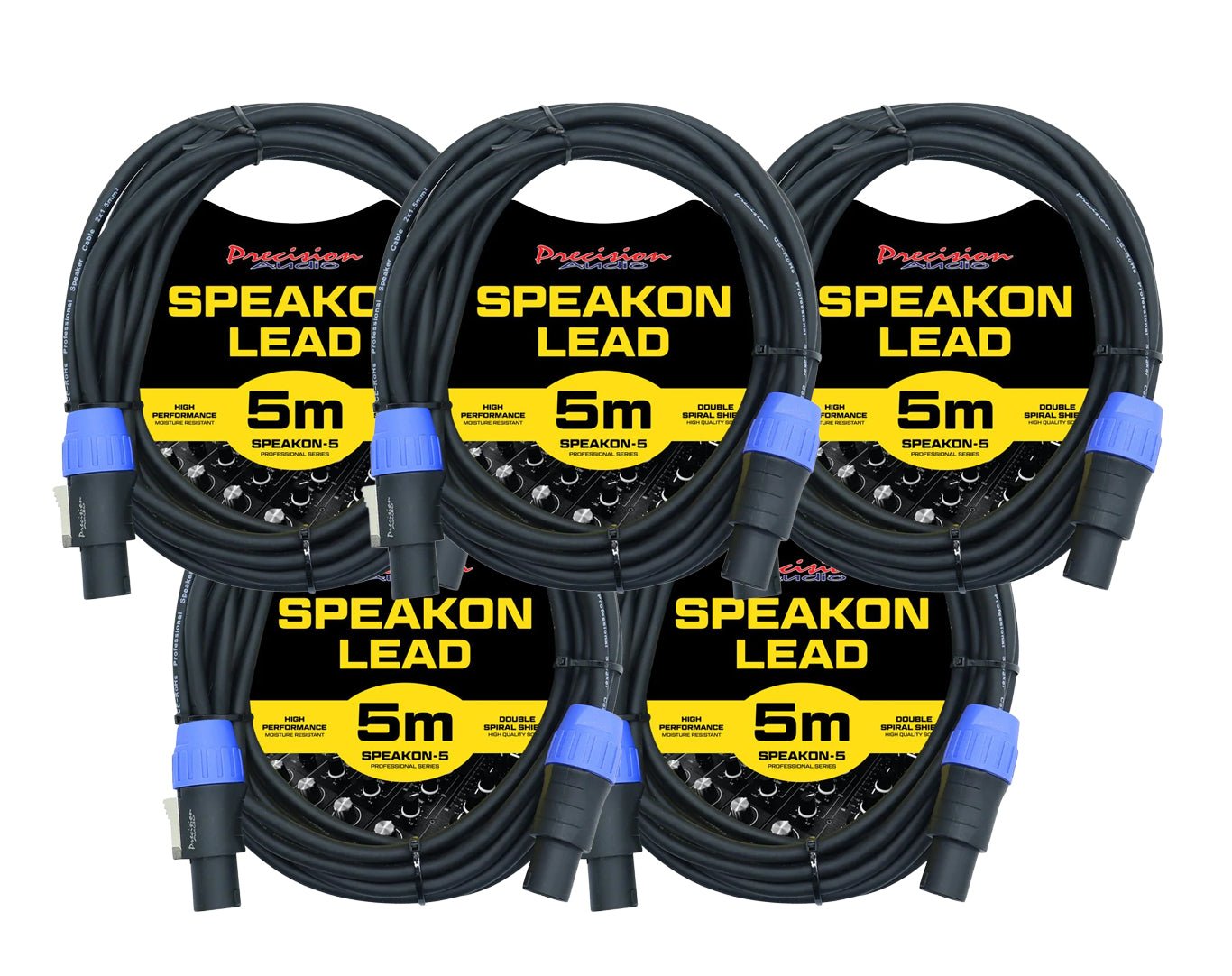Precision Audio 5 Pack Speakon Audio Cable 5m SPEAKON5x5