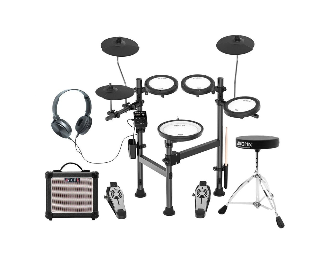 Aroma Portable Electronic Drum Kit with Bluetooth and Amplifier
