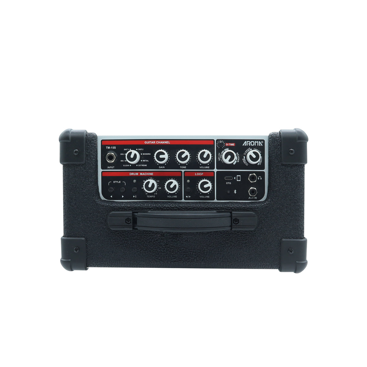 AROMA 15W Multi-Effect Bluetooth Guitar Amplifier Foot Switch Black TM-15S