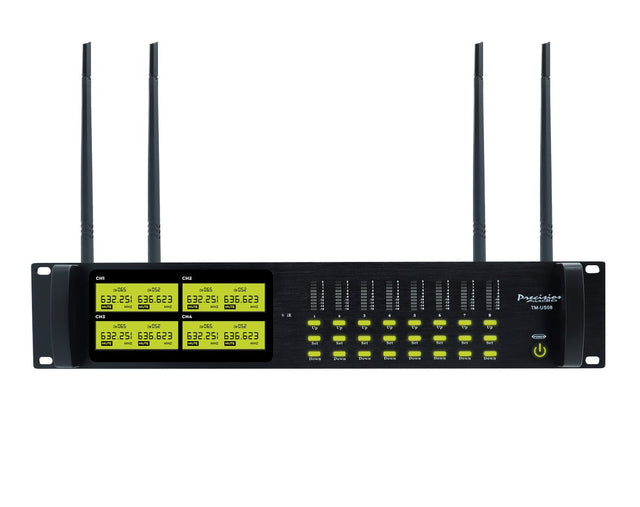Precision Audio 8 Channel UHF Wireless Headset Microphone System Rack