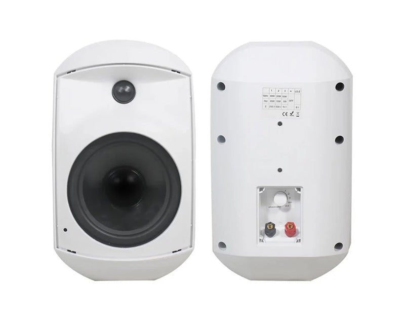 All Weather Waterproof Speakers Pair Indoor Outdoor Wall Mount 6.5" Cafe Restaurant Entertaining White WTP660-WHT 
