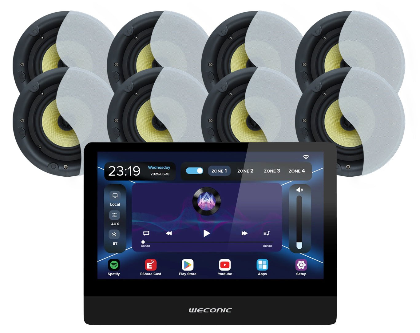 Weconic 10" Touchscreen Wall Amplifier with 6" Ceiling Speaker Package