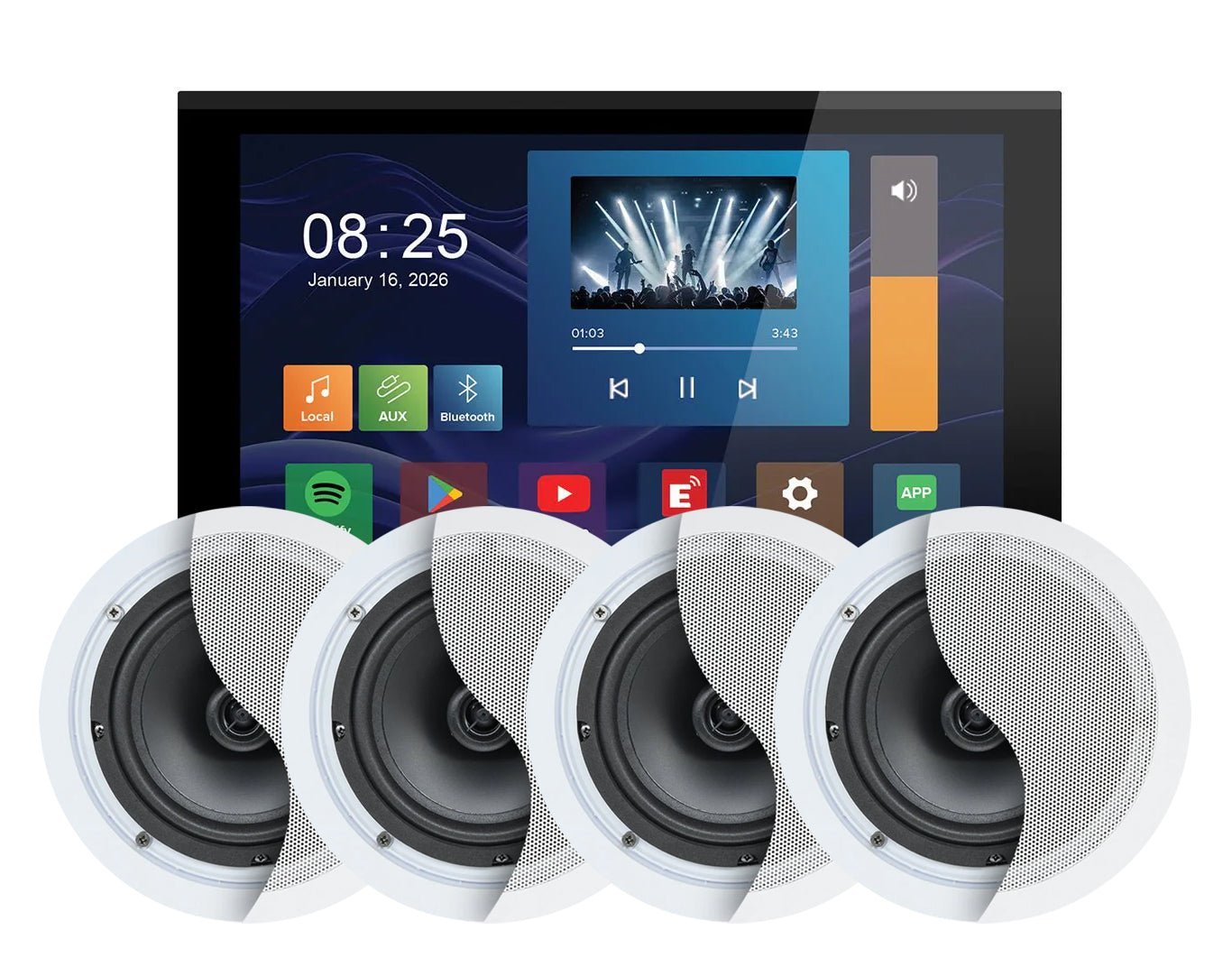 Weconic 7" Touchscreen Wall Amplifier with 6" Speaker Package WTS-7.1+2xC62