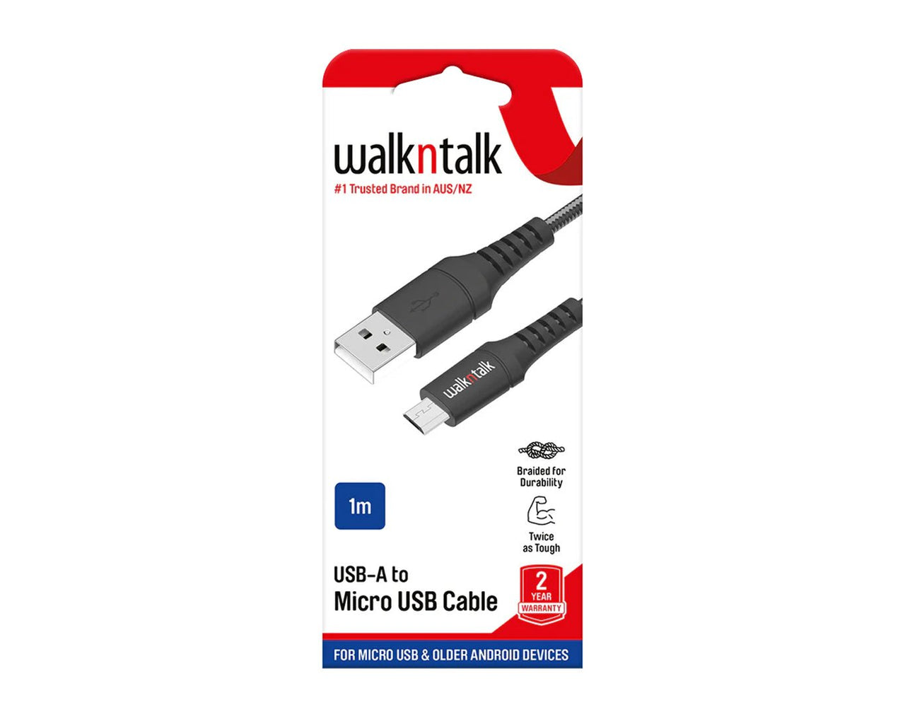 WALKNTALK Micro USB to USB Cable High Speed 1m Black