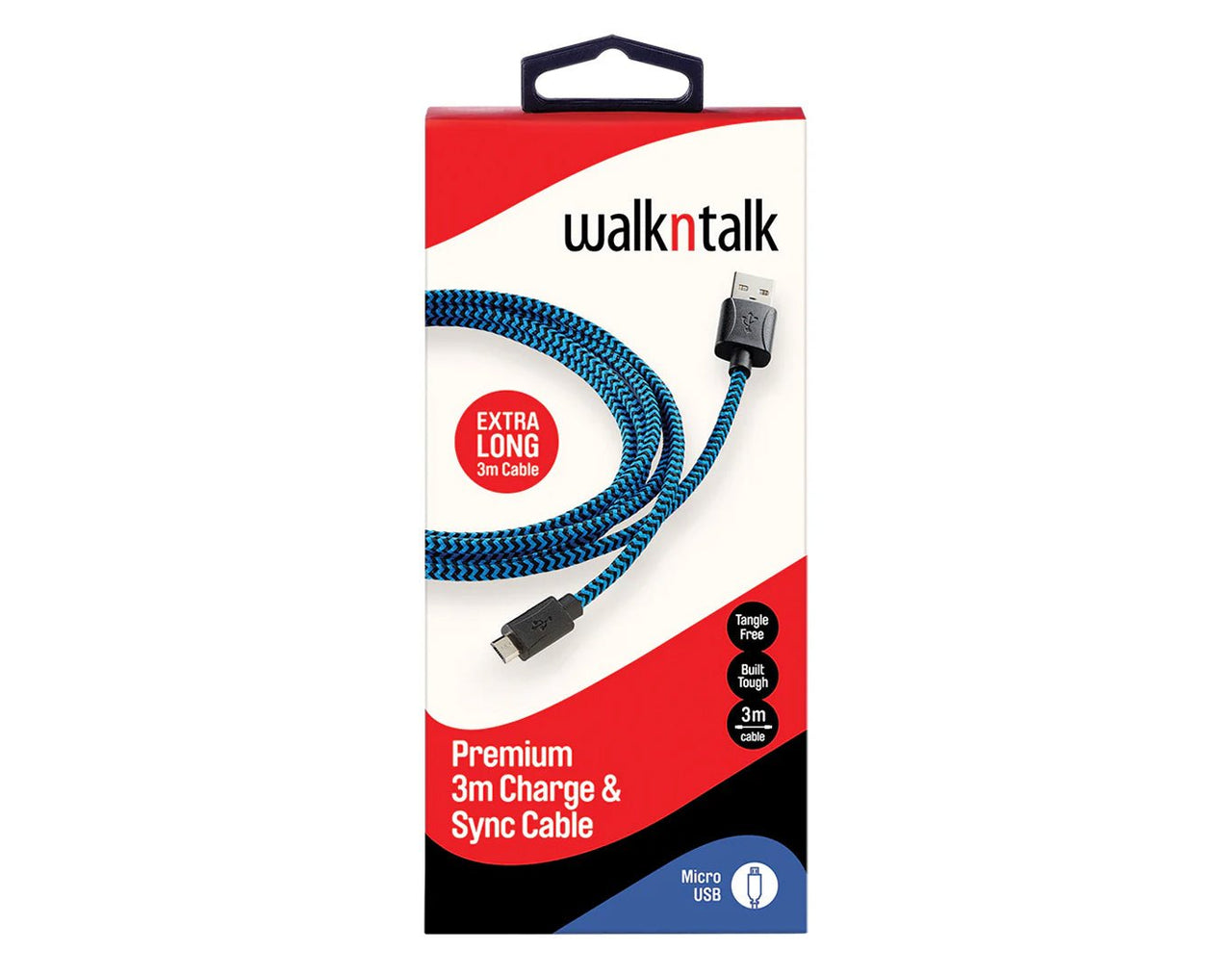 WALKNTALK Micro USB to USB Cable High Speed 3m Blue