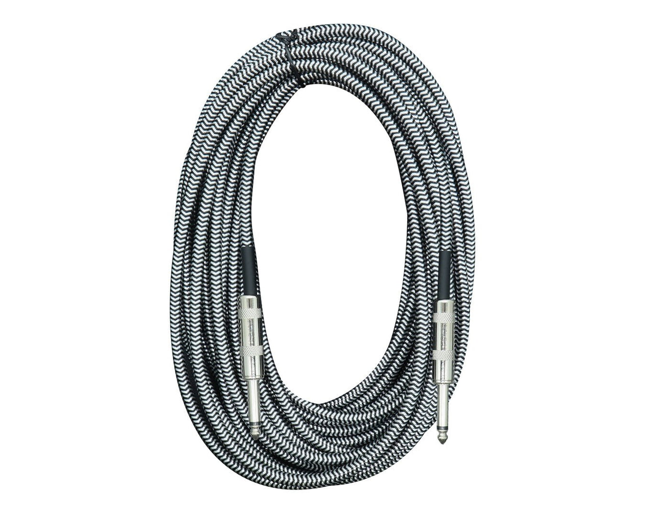 HEBIKUO 10m Braided Guitar Lead 1/4" Jack 6.35mm Tip XA-10-WHT