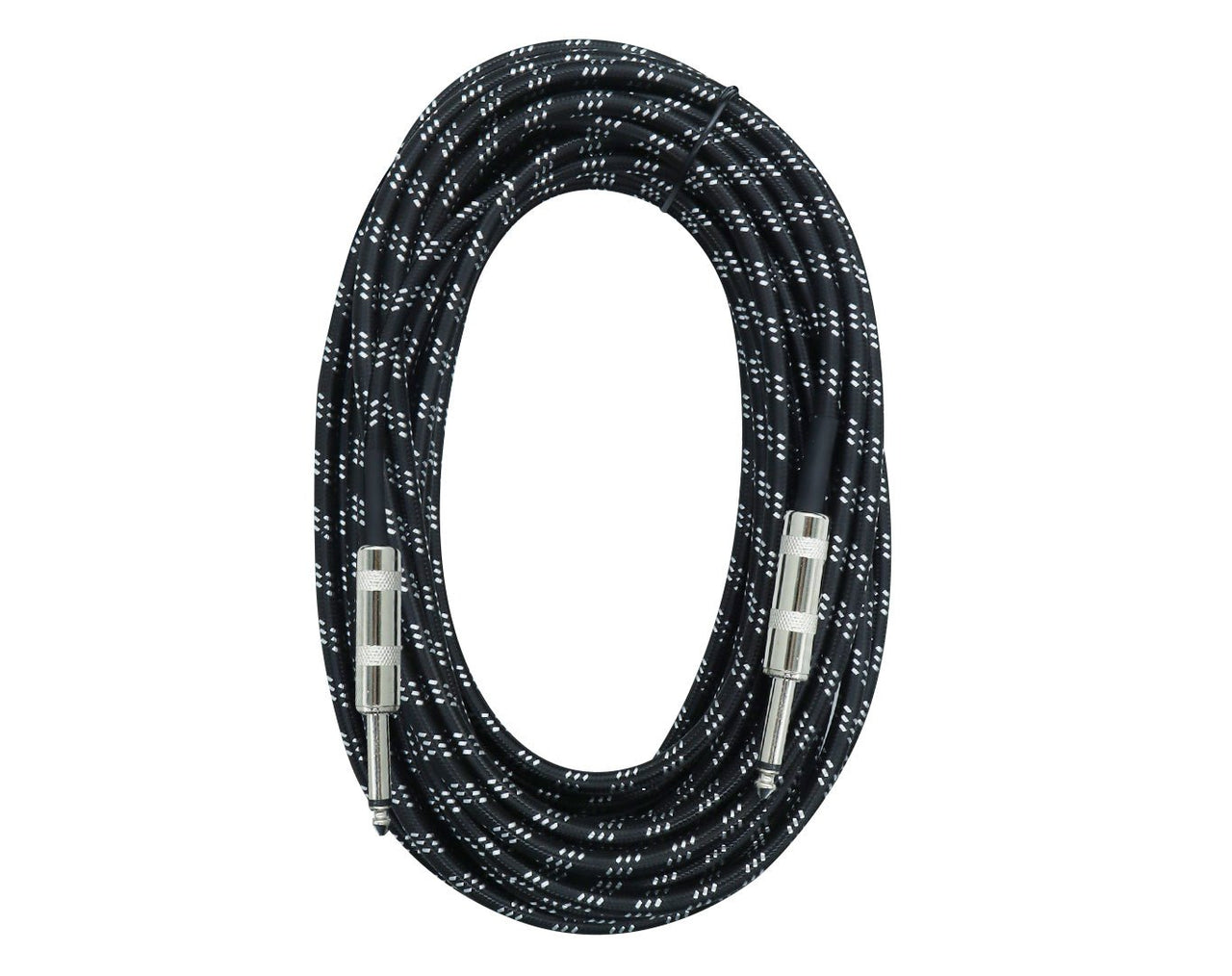 HEBIKUO 10m Braided Guitar Lead 1/4" Jack 6.35mm Tip XA-10-BLK