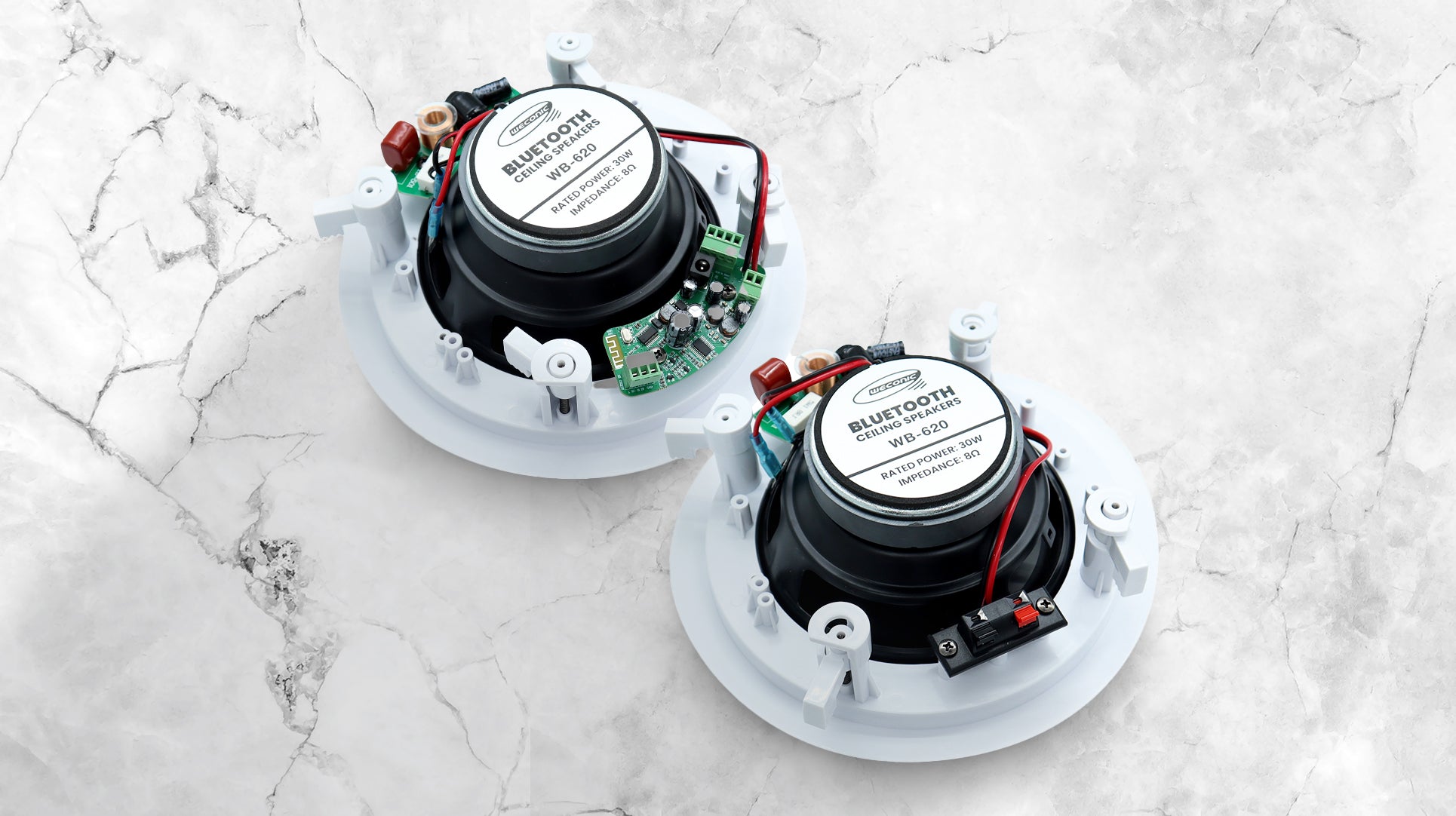 A pair of Bluetooth ceiling speakers