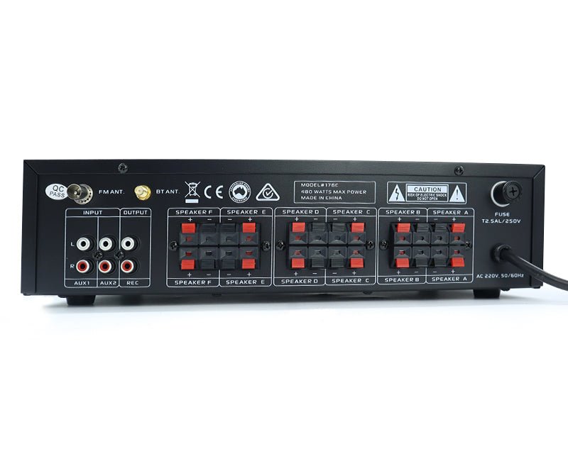 480W Bluetooth Amplifier 6 Channel Multi Zone 176C 
