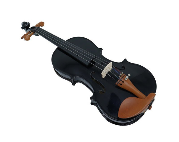 Half Size Acoustic Violin 1/2 with Case Bow Bridge Rosin Microtuners MV105-1/2 Black