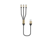 3in1 Charging Cable Micro USB + Lightning + Type C 1.2m B5099 Black