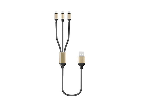3in1 Charging Cable Micro USB + Lightning + Type C 1.2m B5099 Black