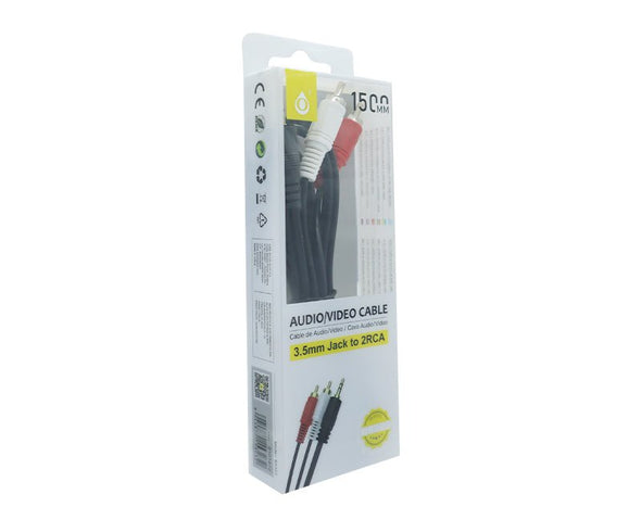 3.5mm To 2RCA Audio Cable 1.5m Black B5323 