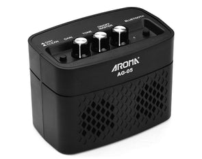 AROMA 5W Portable Guitar Amplifier Clean Distortion Effects Bluetooth Built-In Battery AG-05 Black