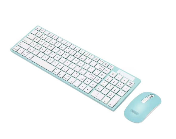 ANDOWL Slim Wireless Keyboard & Mouse Combo QWERTY Windows MacOS 2.4Gz Office School Study ANDOWLKEYBOARD+MOUSE PowderBlue