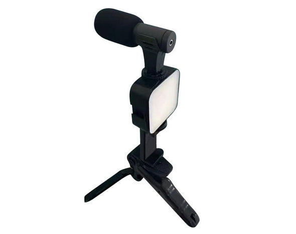 Professional Vlogging Kit Condenser Microphone LED Light Tripod Smart Phone Streaming AY49 
