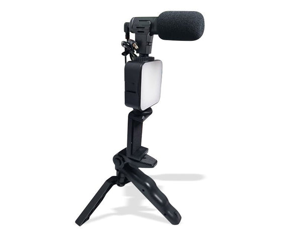 Professional Vlogging Kit Condenser Microphone LED Light Tripod Smart Phone Streaming AY49 