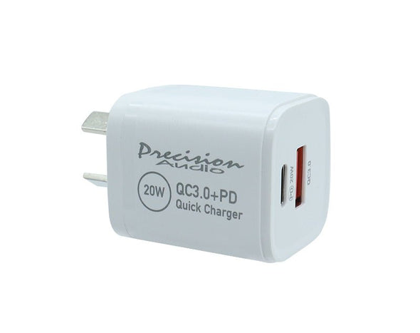 Precision Audio 20W Dual Fast Charge Type-C USB Wall Adaptor QC3.0 TCS20AC 