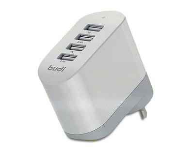 Budi 24W 4USB Wall Charger Rapid Smart Phone Adaptor BUDI4-4PORT CHARGER 