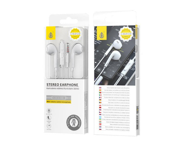iPhone Style Stereo Earphones with Microphone and 3.5mm Audio Jack C6202 