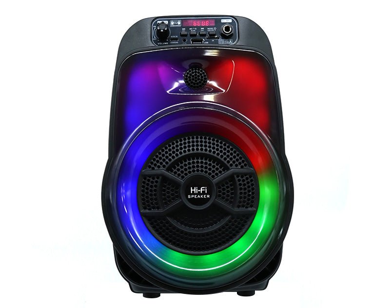 Portable Bluetooth Karaoke Machine Rechargeable Battery Party Speaker Wired Microphone LED Lights USB CH659 