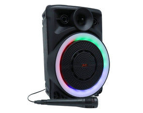 Portable Bluetooth Karaoke Machine Rechargeable Battery Party Speaker Wired Microphone LED Lights USB CH862 