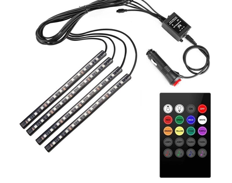 LED Car Atmosphere Multi-Coloured Light RGB 12V Adaptor Remote Control S904 