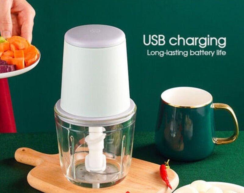 600ML RECHARGEABLE Food Chopper Electric Push Button Garlic Vegetable Grinder Blender Crusher
