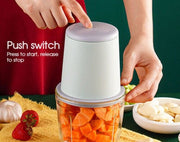 600ML RECHARGEABLE Food Chopper Electric Push Button Garlic Vegetable Grinder Blender Crusher