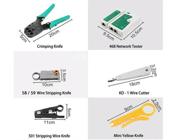 Network Cable Tester & Tool Kit Crimper Wire Stripper Screwdriver CAT5 6 TEST1 