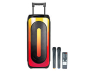 Precision Audio Portable Bluetooth Karaoke Music System Party Speaker LED Lights Dual Wireless Microphones ED1015 