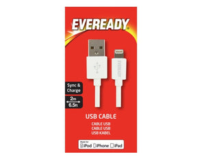 EVEREADY Lightning Cable IP 2m White Charge Sync Phone Cable 