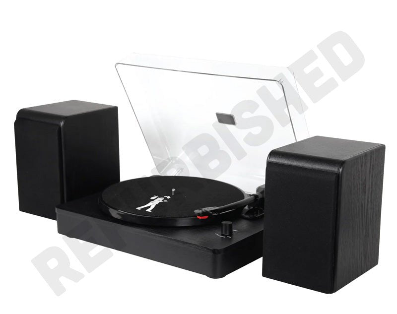 FLEA MARKET *REFURBISHED* Turntable Vinyl Record Player Compact Stereo Speakers Bluetooth 3 Speed Auto Stop FM3PCETTBK 