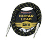 Precision Audio 1/4" To 1/4" 6.35mm Studio Stage Guitar Lead Weave 5m Gold Black GLEADWEAVE5-GLD 