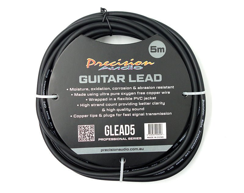Precision Audio 1/4" To 1/4" 6.35mm Studio Stage Guitar Lead 5m GLEAD5 